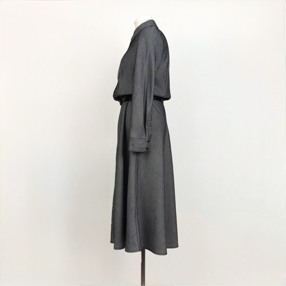 Vintage 90’s Micro Houndstooth Plaid Button-Front Midi Dress | Size M - Picture 5 of 8